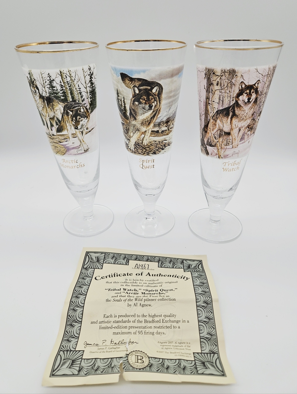 BRADFORD EXCHANGE | Pilsner Collection "Souls Of The Wild" 1st set bar glasses
